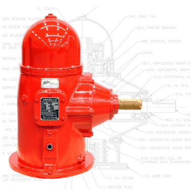 Amarillo gear drive overlaid on a schematic